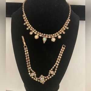 VINTAGE RHINESTONE NECKLACE AND BRACELET SET